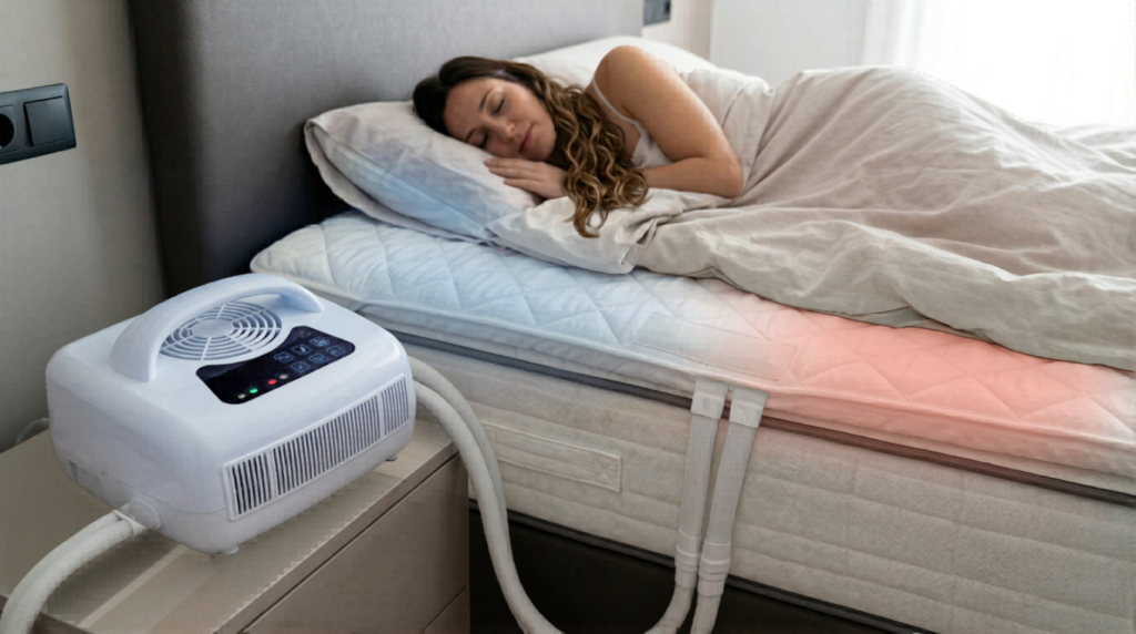 Fonctionnement du surmatelas thermorégulé.